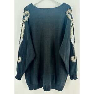 VTG Work In Progress Sweater Women 26/28 Rhinestones Embroidered Ramie R1025